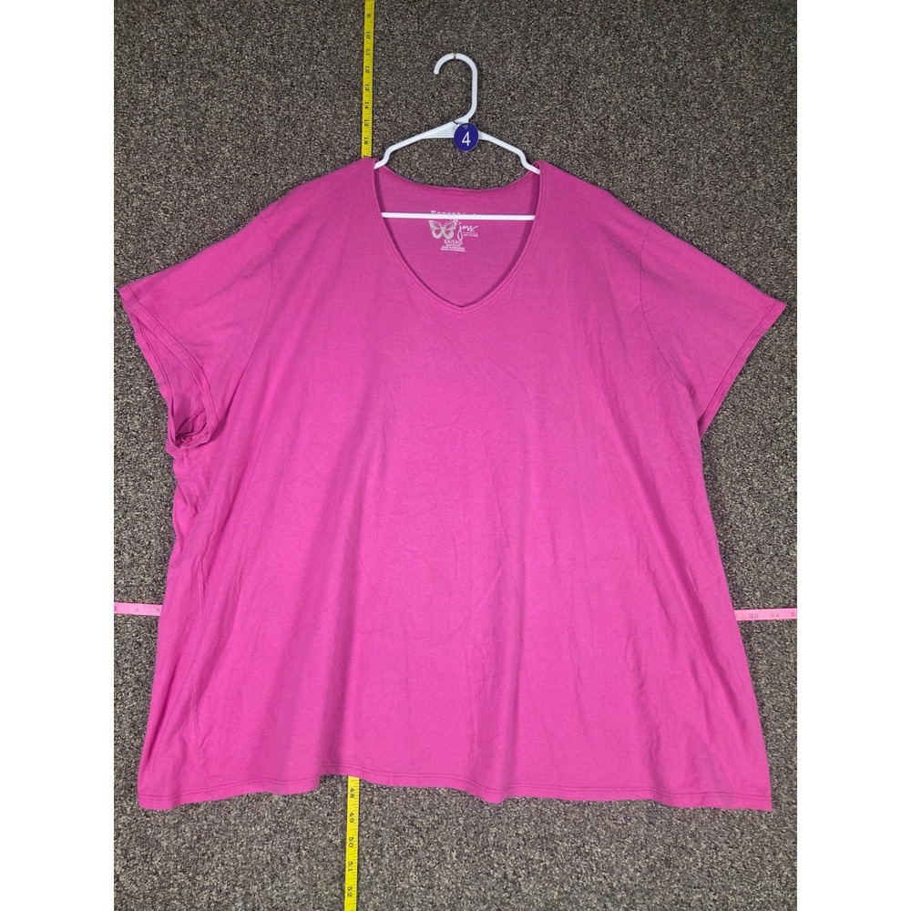 JMS Just My Size T-Shirt Womens 5X Pink Essential Tee V-Neck Short Sleeve